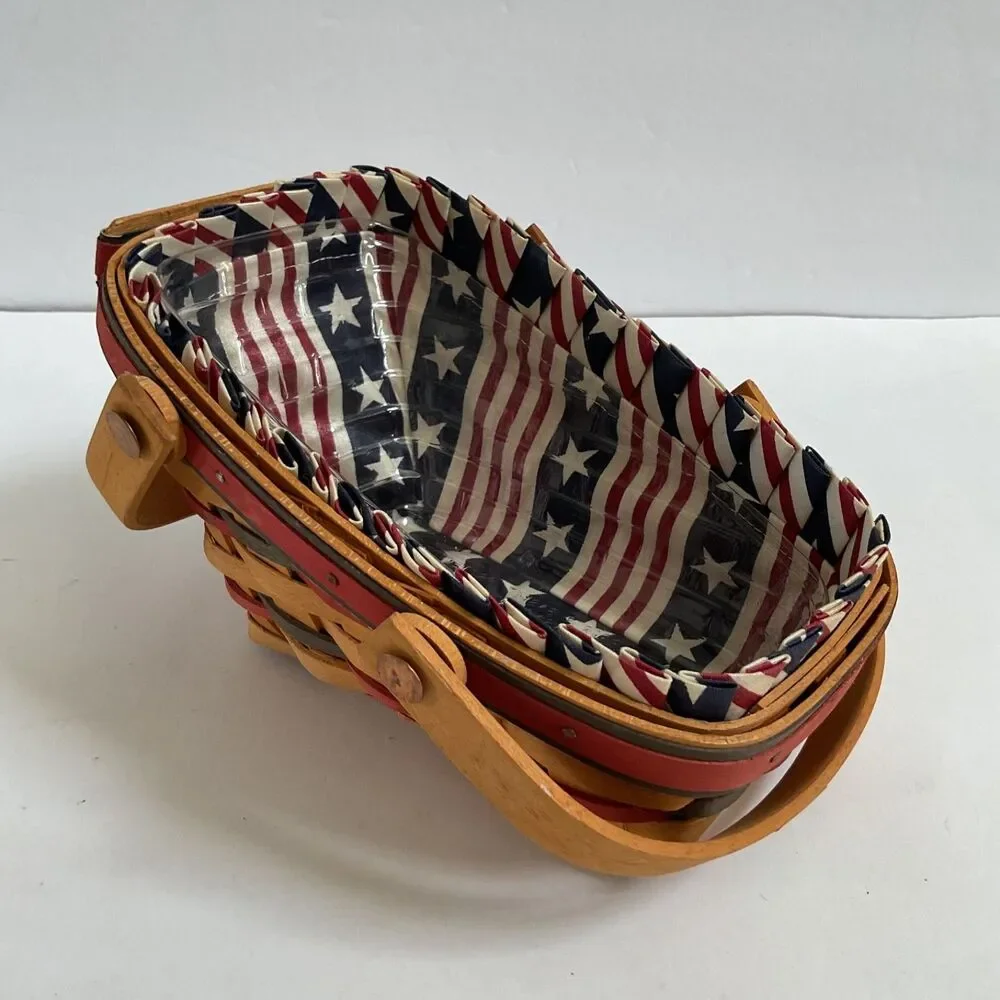 Longaberger All American SUMMERTIME Patriotic Basket Star Stripe Liner Protector
